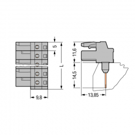 WAGO | 232-232/005-000 | FEMALE CONNECTOR FOR RAIL-MOUNT TER