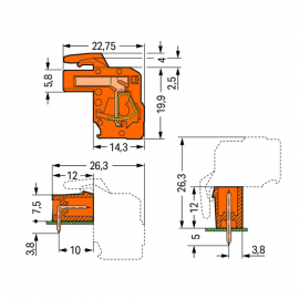 WAGO | 232-302/026-000 | 1-CONDUCTOR FEMALE PLUG; ANGLED; 2.