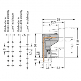 WAGO | 232-335 | THT MALE HEADER FOR DOUBLE-DECK ASSEMBLY; 1