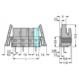 WAGO | 232-736/039-000 | THT FEMALE HEADER; 0.6 X 1.0 MM SOL