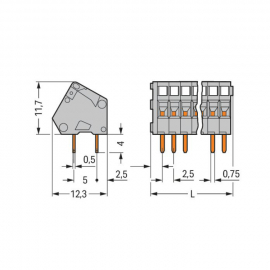 WAGO | 233-102 | PCB TERMINAL BLOCK; 0.5 MM²; PIN SPACING 2.