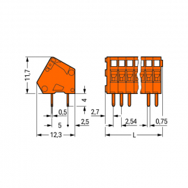 WAGO | 233-402 | PCB TERMINAL BLOCK; 0.5 MM²; PIN SPACING 2.