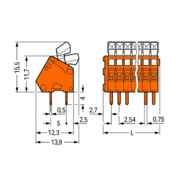 WAGO | 233-502 | PCB TERMINAL BLOCK; PUSH-BUTTON; 0.5 MM²; P