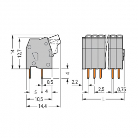 WAGO | 234-202 | PCB TERMINAL BLOCK; PUSH-BUTTON; 0.5 MM²; P