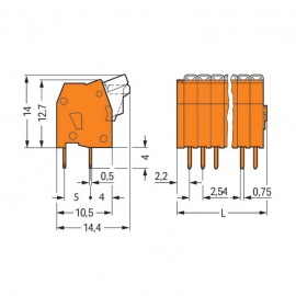 WAGO | 234-502 | PCB TERMINAL BLOCK; PUSH-BUTTON; 0.5 MM²; P