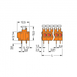 WAGO | 235-102 | PCB TERMINAL BLOCK; PUSH-BUTTON; 1.5 MM²; P