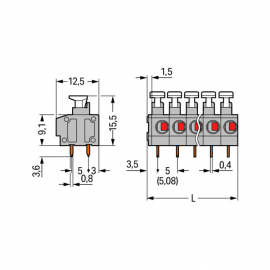 WAGO | 235-402/332-000 | PCB TERMINAL BLOCK, PUSH-BUTTON 1.5