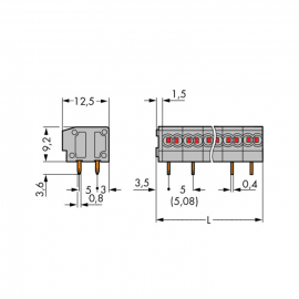 WAGO | 235-452 | 2-CONDUCTOR PCB TERMINAL BLOCK; 0.75 MM²; P