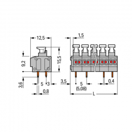 WAGO | 235-453/331-000 | 2-CONDUCTOR PCB TERMINAL BLOCK; PUS