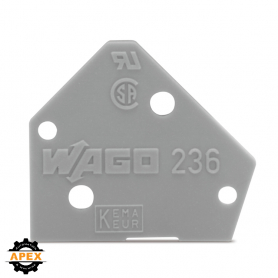 WAGO | 236-200 | END PLATE; 1 MM THICK; SNAP-FIT TYPE; DARK