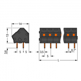 WAGO | 236-402/334-604 | THR PCB TERMINAL BLOCK; 2.5 MM²; PI