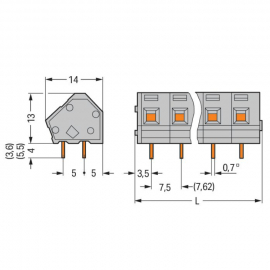 WAGO | 236-502 | PCB TERMINAL BLOCK; 2.5 MM²; PIN SPACING 7.