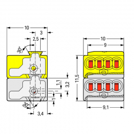 WAGO | 243-212 | MICRO PUSHWIRE® 243 SERIES; 4-CONDUCTOR MOD