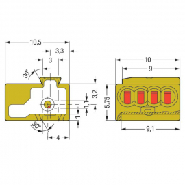 WAGO | 243-744 | 4-CONDUCTOR FEMALE PLUG, PUSH WIRE®, LIGHT