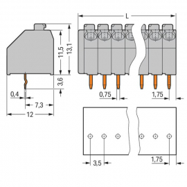 WAGO | 250-102 | PCB TERMINAL BLOCK; PUSH-BUTTON; 1.5 MM²; P