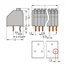 WAGO | 250-1417 | PCB TERMINAL BLOCK PUSH-BUTTON 0.5 MM&sup2; PIN