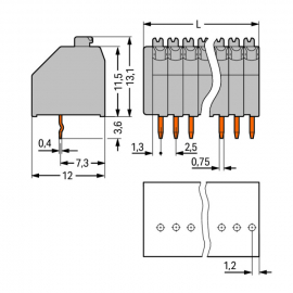 WAGO | 250-302 | PCB TERMINAL BLOCK; PUSH-BUTTON; 0.5 MM²; P