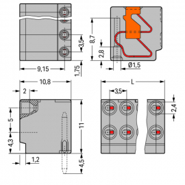 WAGO | 252-102 | 2-CONDUCTOR MODULAR PCB CONNECTOR; FOR INDI