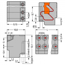 WAGO | 252-154 | 2-CONDUCTOR MODULAR PCB CONNECTOR; FOR SOLD