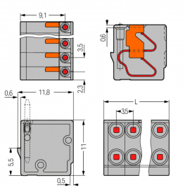 WAGO | 252-302 | 2-CONDUCTOR MODULAR PCB CONNECTOR; PUSH-BUT