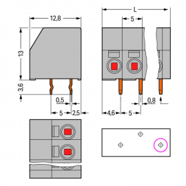 WAGO | 253-102 | 2-CONDUCTOR PCB TERMINAL BLOCK; 1.5 MM²; PI