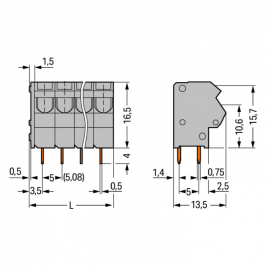 WAGO | 254-152 | 2-CONDUCTOR PCB TERMINAL BLOCK; 0.75 MM²; P