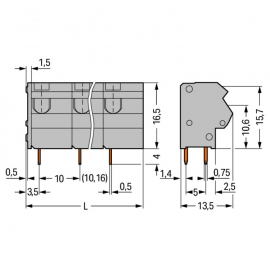 WAGO | 254-358 | 2-CONDUCTOR PCB TERMINAL BLOCK; 0.75 MM²; P