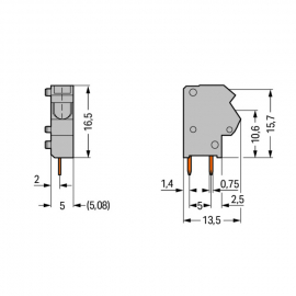 WAGO | 254-451 | STACKABLE PCB TERMINAL BLOCK; 2.5 MM²; PIN