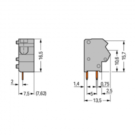 WAGO | 254-551 | STACKABLE PCB TERMINAL BLOCK; 2.5 MM²; PIN