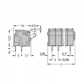 WAGO | 255-402 | PCB TERMINAL BLOCK; PUSH-BUTTON; 2.5 MM²; P