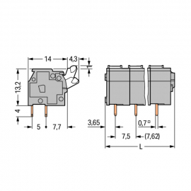 WAGO | 255-502 | PCB TERMINAL BLOCK; PUSH-BUTTON; 2.5 MM²; P