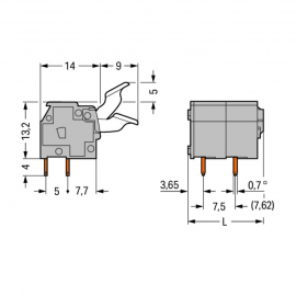 WAGO | 255-502/333-000 | PCB TERMINAL BLOCK; FINGER-OPERATED