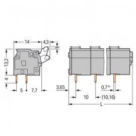 WAGO | 255-602 | PCB TERMINAL BLOCK; PUSH-BUTTON; 2.5 MM²; P