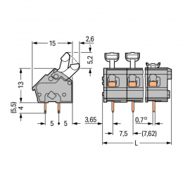 WAGO | 256-502 | PCB TERMINAL BLOCK; PUSH-BUTTON; 2.5 MM²; P