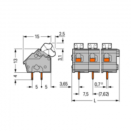 WAGO | 256-503/334-000 | PCB TERMINAL BLOCK; PUSH-BUTTON; 2.