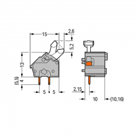 WAGO | 256-601 | STACKABLE PCB TERMINAL BLOCK; PUSH-BUTTON;