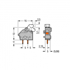 WAGO | 256-840 | STACKABLE PCB TERMINAL BLOCK, PUSH-BUTTON 2