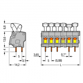 WAGO | 257-402 | PCB TERMINAL BLOCK; PUSH-BUTTON; 2.5 MM²; P