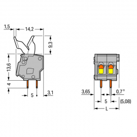 WAGO | 257-402/333-000 | PCB TERMINAL BLOCK; FINGER-OPERATED