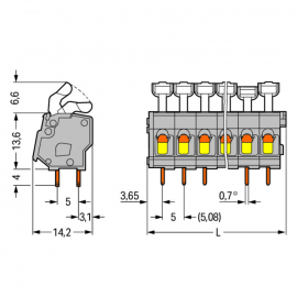 WAGO | 257-452 | PCB TERMINAL BLOCK; PUSH-BUTTON; 2.5 MM²; P