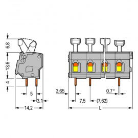 WAGO | 257-502 | PCB TERMINAL BLOCK; PUSH-BUTTON; 2.5 MM²; P