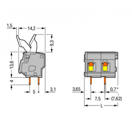 WAGO | 257-502/333-000 | PCB TERMINAL BLOCK; FINGER-OPERATED