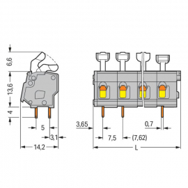 WAGO | 257-552 | PCB TERMINAL BLOCK; PUSH-BUTTON; 2.5 MM²; P