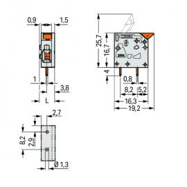 WAGO | 2604-1101/000-023 | PCB TERMINAL BLOCK; LEVER; 4 MM²;