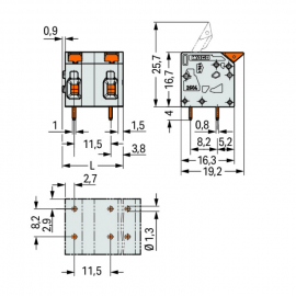 WAGO | 2604-1512 | PCB TERMINAL BLOCK; LEVER; 4 MM²; PIN SPA