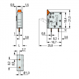 WAGO | 2604-3101 | PCB TERMINAL BLOCK; LEVER; 4 MM²; PIN SPA