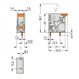 WAGO | 2606-1101 | PCB TERMINAL BLOCK; LEVER; 6 MM²; PIN SPA