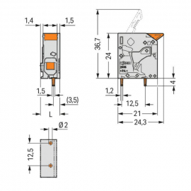 WAGO | 2606-1101/000-005 | PCB TERMINAL BLOCK LEVER 6 MM² PI