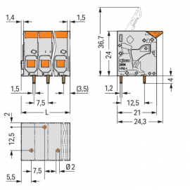 WAGO | 2606-1102/010-000 | PCB TERMINAL BLOCK; LEVER; 6 MM²;