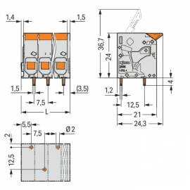 WAGO | 2606-1102/020-000 | PCB TERMINAL BLOCK; LEVER; 6 MM²;